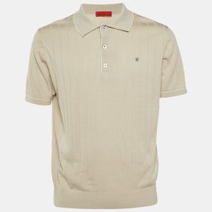 CH Carolina Herrera Beige Logo Embroidered Knit Polo T-Shirt L, Shirts & Tops - Luxury Closet