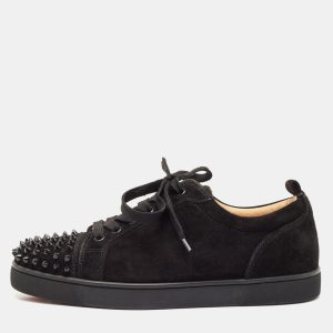 Christian Louboutin Black Suede Louis Junior Spikes Low Top Sneakers Size 40.5, Shoes - Luxury Closet