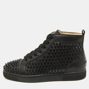 Christian Louboutin Black Leather Louis Spikes High Top Sneakers Size 40, Shoes - Luxury Closet