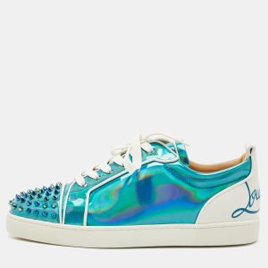 Christian Louboutin Blue Iridescent Leather Fun Louis Junior Sneakers Size 44.5, Shoes - Luxury Closet