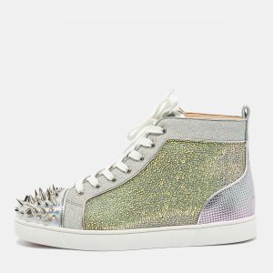 Christian Louboutin Lou Pik Pik Orlato Size 44 Multicolor Crystals, Glitter and Leather High Top Sneakers, Shoes - Luxury Closet