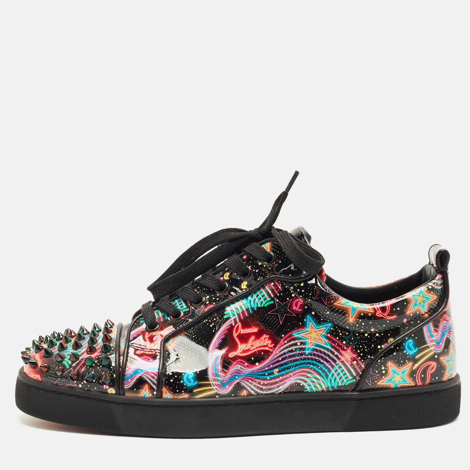 Christian Louboutin Multicolor Patent Leather Louis Junior Spikes Lace Up Sneakers Size 42, Shoes - Luxury Closet