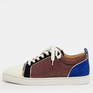 Christian Louboutin Multicolor Lurex Fabric and Patent Leather Louis Lace Up Sneakers Size 41.5, Shoes - Luxury Closet