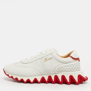 Christian Louboutin Loubishark Size 45 White Leather Low Top Sneakers, Shoes - Luxury Closet