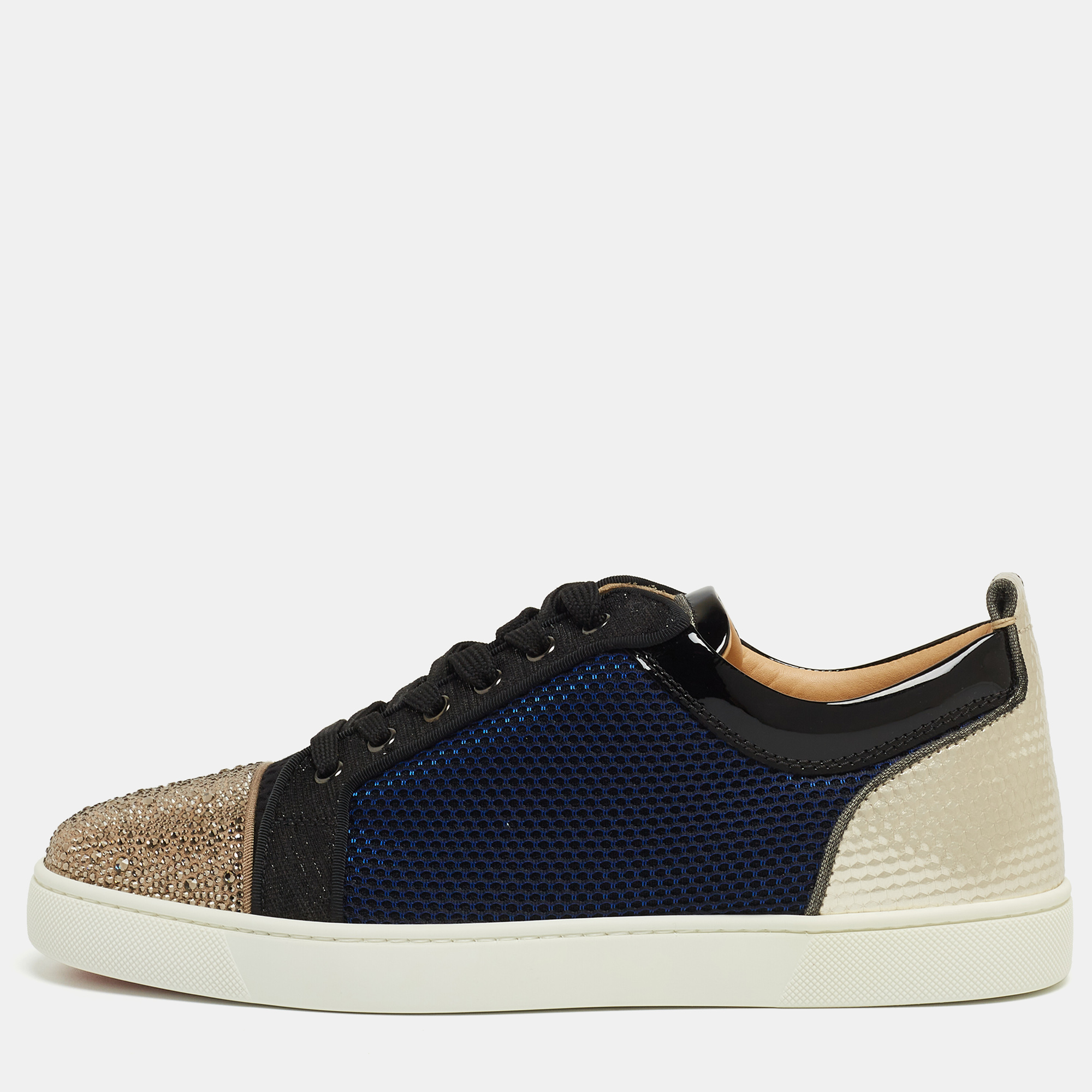 Christian Louboutin Multicolor Fabric and Fabric Louis Junior Strass Sneakers Size 42.5, Shoes - Luxury Closet