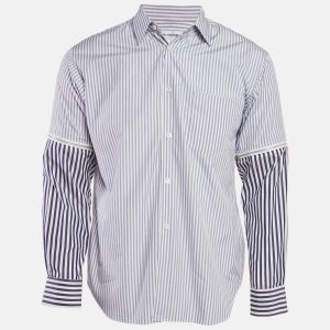 Comme des Garcons Blue/White Cotton Detachable Sleeve Shirt XS, Shirts & Tops - Luxury Closet