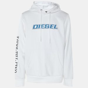 Diesel White Jersey Only The Brave Hoodie M, Sweaters & Cardigans - Luxury Closet