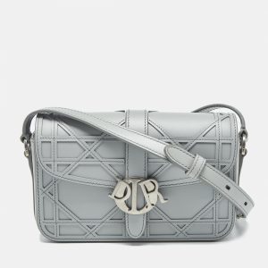Dior Grey Cosmo Laser Cut Cannage Leather Mini Dior Charm Shoulder Bag, Messenger Bags - Luxury Closet