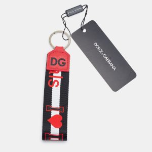 Dolce & Gabbana Black/Red Fabric DG Millennials Key Holder, Luggage Accessories - Luxury Closet