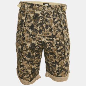 Dolce & Gabbana Green Camouflage Linen Cargo Shorts XXXL, Clothing - Luxury Closet