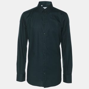 Dolce & Gabbana Green Textured Cotton Button Fornt Shirt L, Shirts & Tops - Luxury Closet