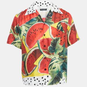 Dolce & Gabbana Multicolor Watermelon Print Silk Hawaiian Shirt S, Shirts & Tops - Luxury Closet