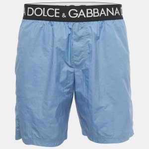 Dolce & Gabbana Blue Logo Waistband Detail Nylon Swim Shorts L, Clothing - Luxury Closet