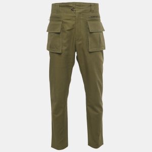Dolce & Gabbana Olive Green Logo Print Cotton Blend Cargo Pants XL, Pants - Luxury Closet