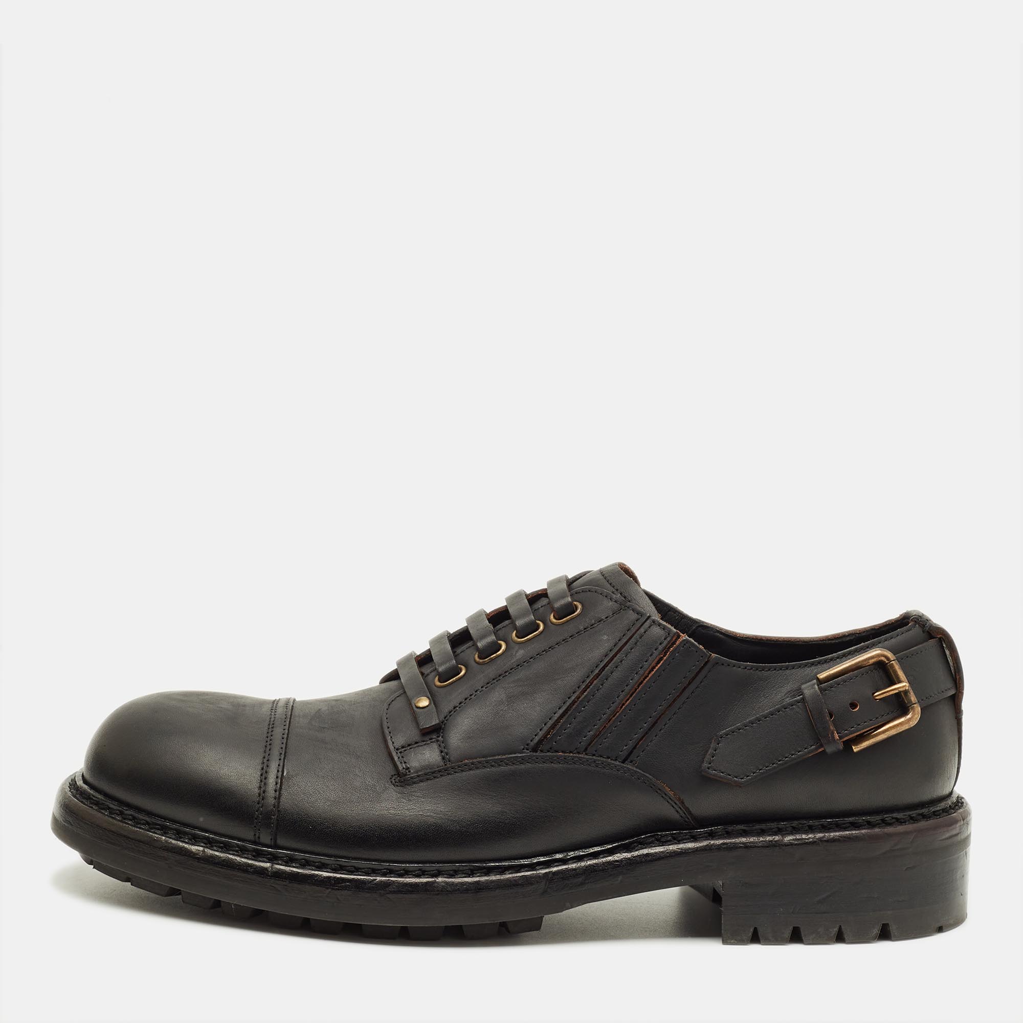 Dolce & Gabbana Bernini Size 45 Black Leather Derby, Shoes - Luxury Closet