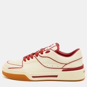 Dolce & Gabbana Roma Size 41.5 Cream/Red Leather Low Top Sneakers, Shoes - Luxury Closet