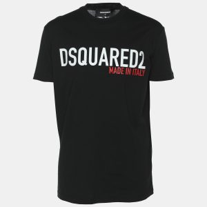 Dsquared2 Black Jersey Logo Print T-Shirt M, Shirts & Tops - Luxury Closet