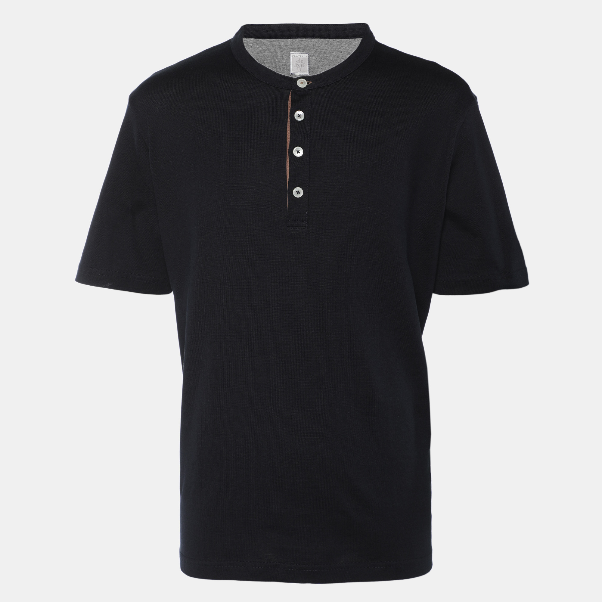 Eleventy Navy Blue Jersey Henley T-Shirt XL, Shirts & Tops - Luxury Closet