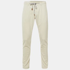 Eleventy Beige Cotton Blend Drawstring Trousers L, Pants - Luxury Closet