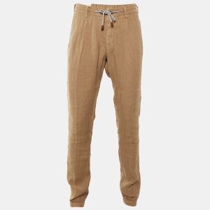 Eleventy Brown Linen Trousers L, Pants - Luxury Closet