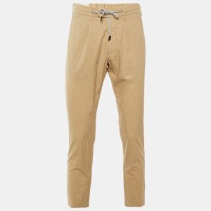 Eleventy Beige Striped Cotton Blend Trousers L, Pants - Luxury Closet