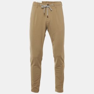 Eleventy Beige Cotton Blend Drawstring Trousers L, Pants - Luxury Closet