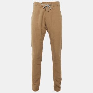Eleventy Khaki Linen Drawstring Trousers M, Pants - Luxury Closet
