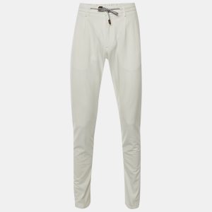 Eleventy White Cotton Blend Drawstring Trousers L, Pants - Luxury Closet