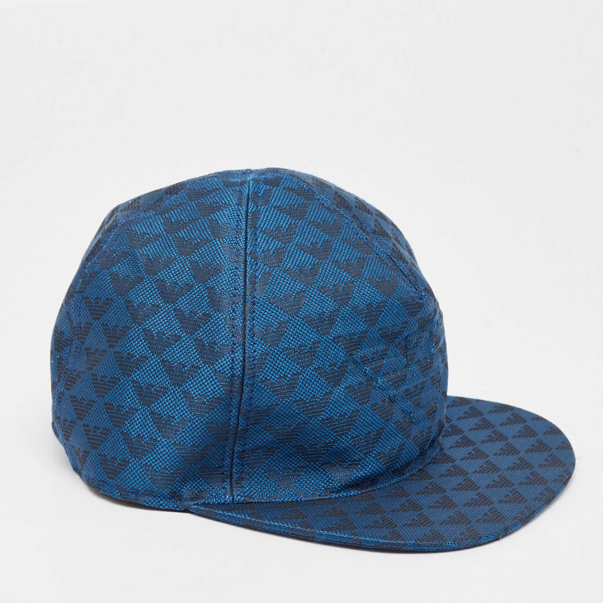 Emporio Armani Blue Monogram Pattern Canvas Baseball Cap S, Luggage Accessories - Luxury Closet