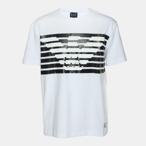 Emporio Armani White Jersey Logo Print T-Shirt XL, Shirts & Tops - Luxury Closet