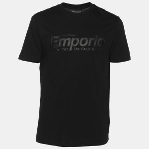 Emporio Armani Black Jersey Logo Embroidered T-Shirt M, Shirts & Tops - Luxury Closet