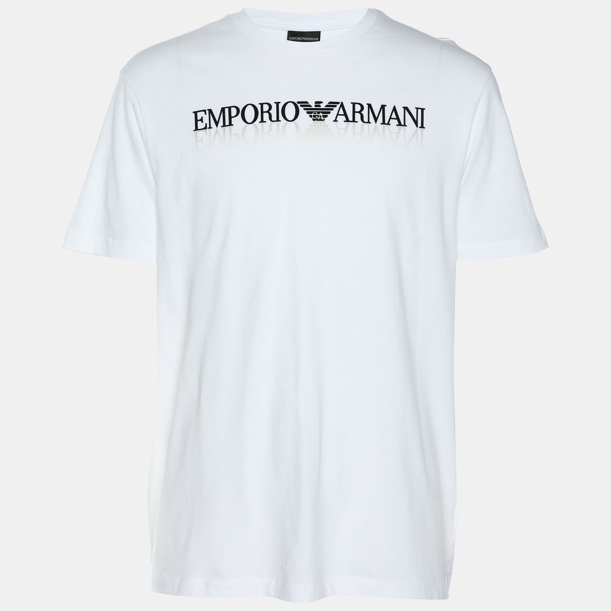 Emporio Armani White Cotton Logo Crew Neck T-Shirt L, Shirts & Tops - Luxury Closet