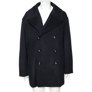 Emporio Armani Navy Blue Cashmere Double Breasted Coat XXXL, Coats & Jackets - Luxury Closet