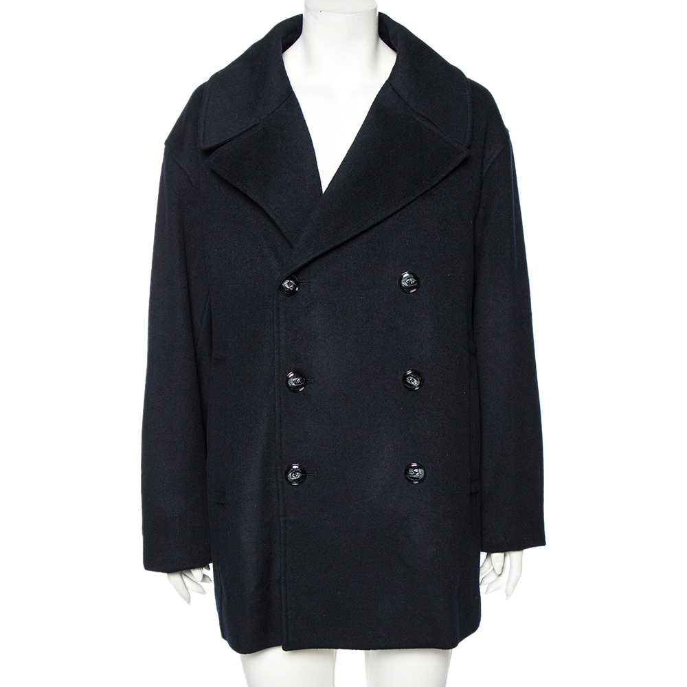 Emporio Armani Navy Blue Cashmere Double Breasted Coat XXXL, Coats & Jackets - Luxury Closet