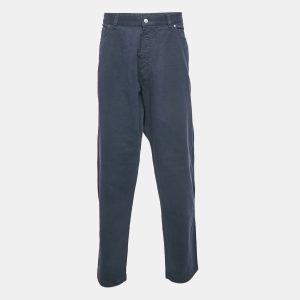 Ermenegildo Zegna Navy Blue Cotton Drill Trousers 4XL, Pants - Luxury Closet