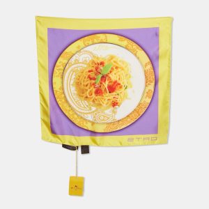 Etro Yellow/Purple Printed Silk Pocket Square, Scarves & Shawls - Luxury Closet