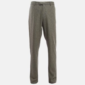 Etro Grey Pinstripe Wool Blend Trousers XXXL, Pants - Luxury Closet