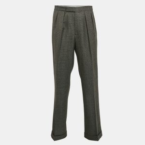 Etro Grey Patterned Wool Pleated Formal Trousers XXL, Pants - Luxury Closet