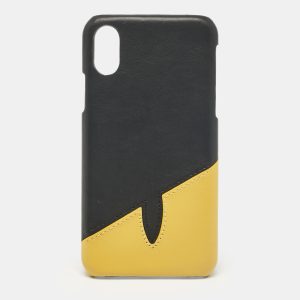 Fendi Black/Yellow Leather iPhone X Cover, Mobile Phone Cases - Luxury Closet
