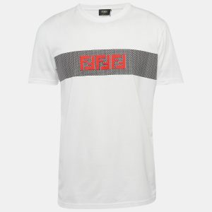 Fendi White FF Logo Applique Cotton T-Shirt XL, Shirts & Tops - Luxury Closet