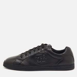 Fendi Black Leather Motif Low Top Sneakers Size 42.5, Shoes - Luxury Closet