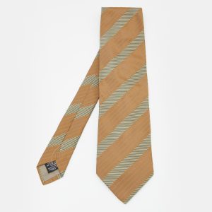 Giorgio Armani Cravatte Gold Striped Silk jacquard Tie, Neckties - Luxury Closet