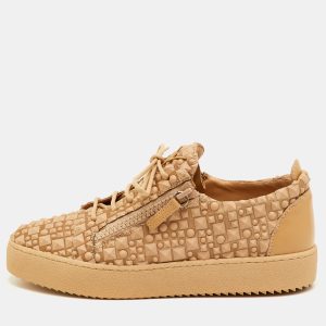 Giuseppe Zanotti Frankie Size 42 Beige Leather and Rubber Low Top Sneakers, Shoes - Luxury Closet