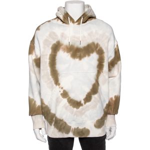 Givenchy White Tie-Dye Heart Printed Cotton Knit Oversized Hoodie S, Sweaters & Cardigans - Luxury Closet