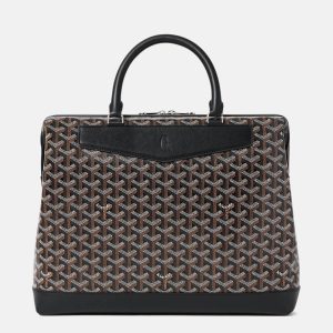 Goyard Black Leather and Signature Canvas Cisaplin Document Case, Briefcases - Luxury Closet