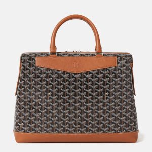 Goyard Black & Tan Leather and Signature Canvas Cisaplin Document Case, Briefcases - Luxury Closet