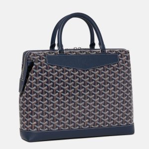 Goyard Navy Blue Leather and Signature Canvas Cisaplin Document Case, Briefcases - Luxury Closet