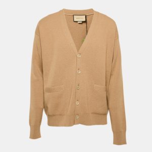 Gucci Camel Brown Cashmere Knit Button Front Cardigan M, Sweaters & Cardigans - Luxury Closet