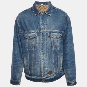 Gucci Blue/Brown GG Canvas and Denim Reversible Jacket XL, Coats & Jackets - Luxury Closet