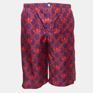 Gucci X Adidas Marco GG/Trefoil Print Silk Shorts S, Clothing - Luxury Closet